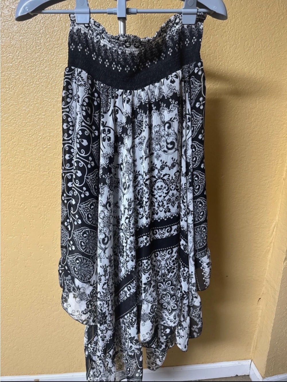 Lapis Black and White High-Low Boho Skirt